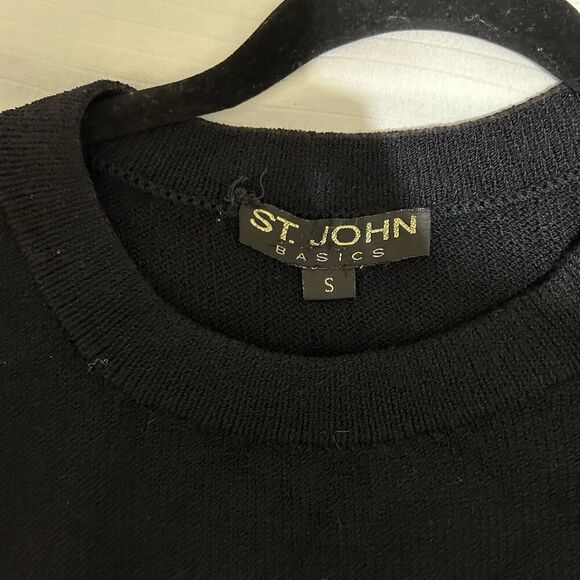 St John Basics Black Pullover Sweater With Side Slits Small made In USA Luxury - Picture 3 of 7
